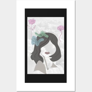 MINIMAL LINE ART X BUTTERFLY Posters and Art